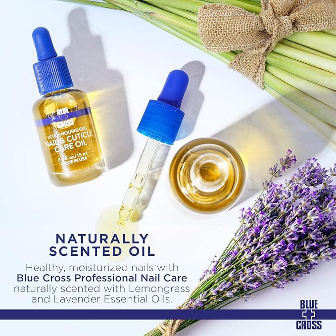 Blue Cross Professional Nail + Cuticle Care, All Natural Mineral Oil Free, Nourishing Nail & Cuticle Oil + Moisturizing Hydrating Cuticle Remover Gel Softener, 2 Pack Bundle