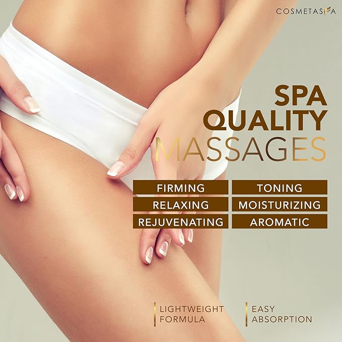 Large Cellulite Massage Oil with Collagen & Stem Cells- 100% Natural Cellulite Oil, Highly Absorbable, Deeply Penetrates The Skin- Firms, Tones, Tightens & Moisturizes Skin by Cosmetasa (16.9 oz)