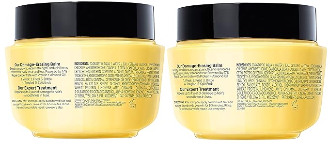L'Oreal Paris Hair Care Elvive Total Repair 5 Damage Erasing Balm, Conditioning Hair Mask for Damaged Hair, with Almond and Protein, 8.5 fl; oz, (Pack of 2)