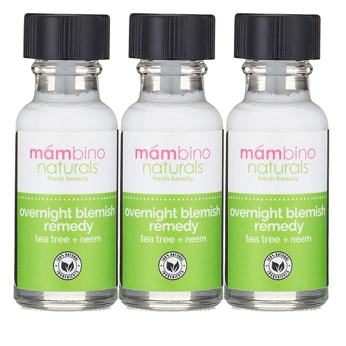 Overnight Blemish Solution Roll-On | Acne & Pimple Spot Care | Tea Tree & Plant-Based Formula | Cruelty-Free Skincare | 15 ml – Mambino Organics 3-Pack