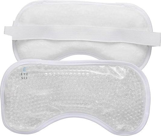 Eye See Plush Gel Eye Mask for Puffy Eyes, White - Cold Eye mask to Treat Dark Circles, Sinuses, Dry Eyes, and for Allergy Relief - Microwave Safe for Heat Therapy