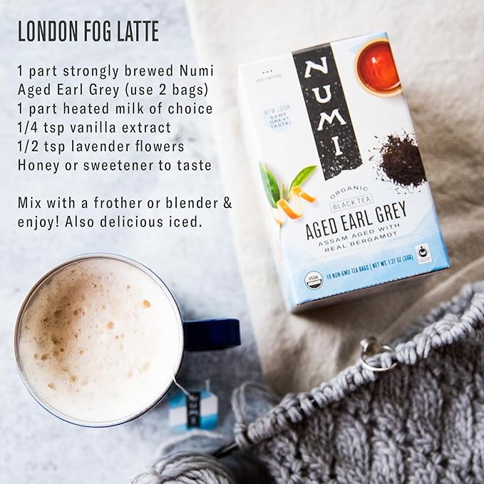 Numi Organic Black Tea Variety, 18 Tea Bags (Pack of 3), Breakfast Blend, Aged Earl Grey & Golden Chai (Packaging May Vary)