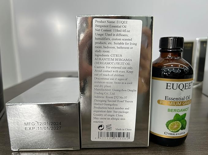 Bergamot Essential Oil 118ml Pure Bergamot Oil for Aromatherapy, Diffuser, Sopa Candle Making, Large Bottle with Gift Box -4 fl.oz