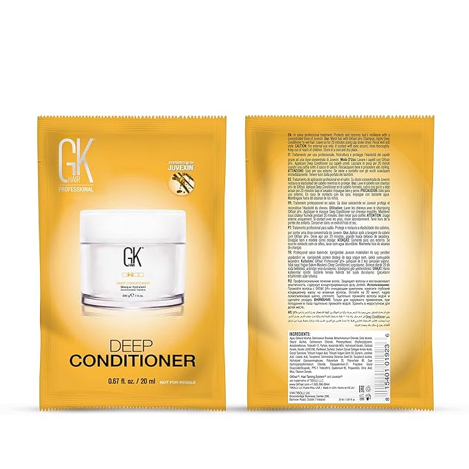 GK HAIR Global Keratin Deep Conditioner Masque Pack of 2 (0.67 Fl Oz/20ml) Intense Hydrating Repair Treatment Mask for Dry Damaged Color Treated Frizzy Hair Restoration Formula with JOJOBA Seed Oils