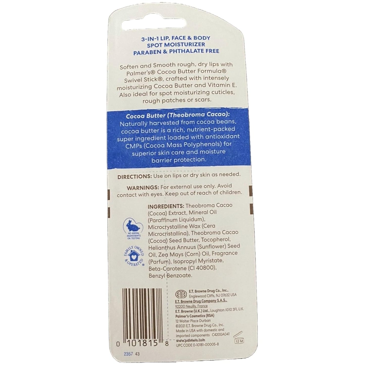 Palmer's Cocoa Butter Formula Swivel Stick 0.50 oz (Pack of 10)
