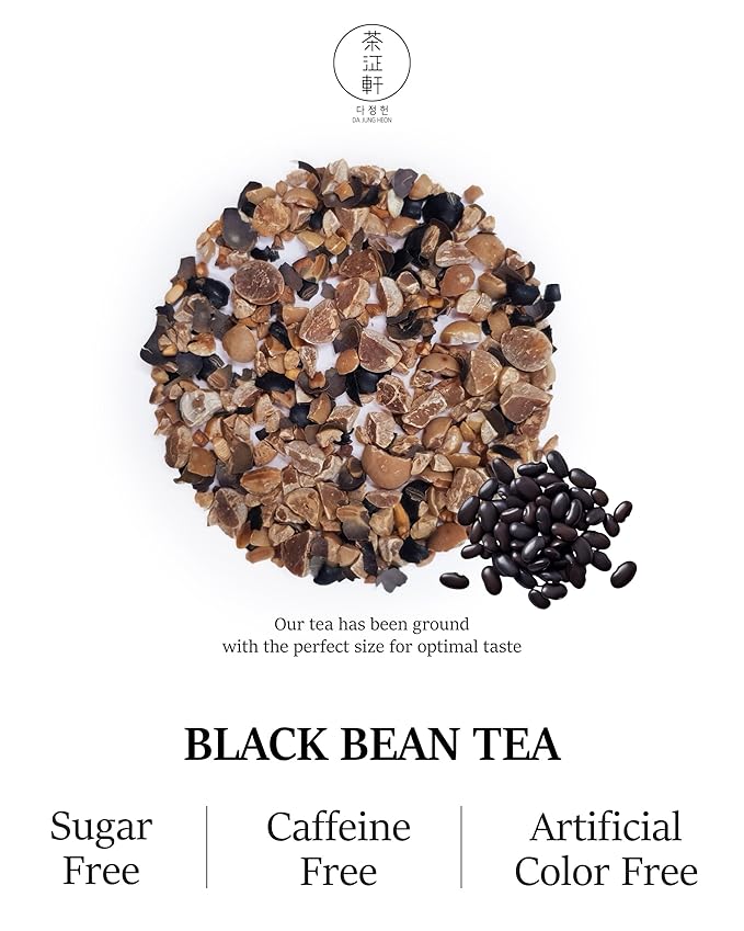 DAJUNGHEON Black Bean Tea (1.0oz)1.5g x 20 Tea Bags, Premium Authentic Korean Herbal Tea Hot Cold Caffeine-Free Crafted Pure Dried source Roasted Traditional Oriental Sweet Savory Soothing Refreshing well-being Daily Drinks
