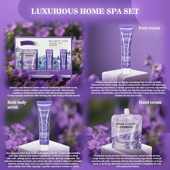 Skin Care Set Hand Foot Cream Blueberry Body Travel Kit, Exfoliating Bath Body Scrub,Spa Body Care Travel Kit, Deep Cleansing & Hydrating