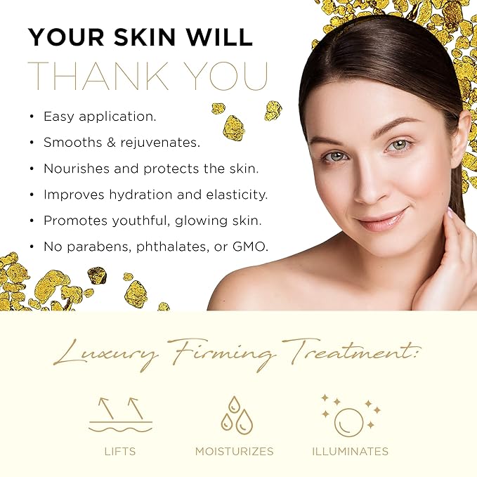 Azure Dermatologist Tested 24K Gold & Collagen Face Moisturizer - K Beauty Anti-Aging Face Cream for Firming & Skin Tightening Face Cream - Korean Skincare - All Skin Type 1.69 fl oz