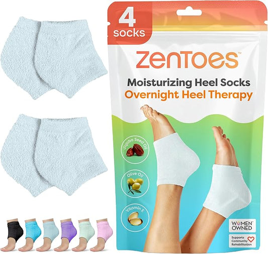 ZenToes Moisturizing Fuzzy Sleep Socks with Vitamin E, Olive Oil and Jojoba Seed Oil to Soften and Hydrate Dry Cracked Heels (Regular, Slate)2 Pair (Pack of 1)