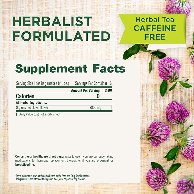 Traditional Medicinals Organic Red Clover Herbal Tea, 16 Count (Pack of 6)