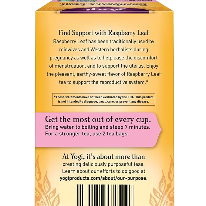 Yogi Raspberry Leaf Tea - Organic Raspberry Leaf Tea Supports Reproductive Health - Organic Tea Bags - Caffeine Free - 16 Tea Bags Per Pack (4 Packs)