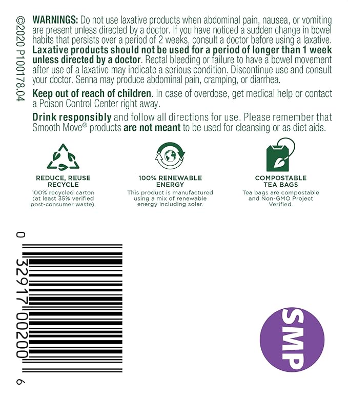 Traditional Medicinals Organic Smooth Move Peppermint Laxative Tea, 16 Tea Bags (Pack of 1)