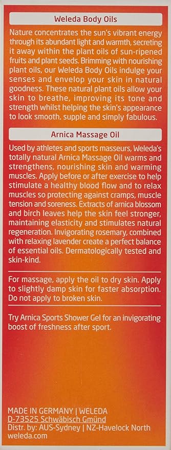 Weleda Arnica Massage Oil 3.4 Fl Oz