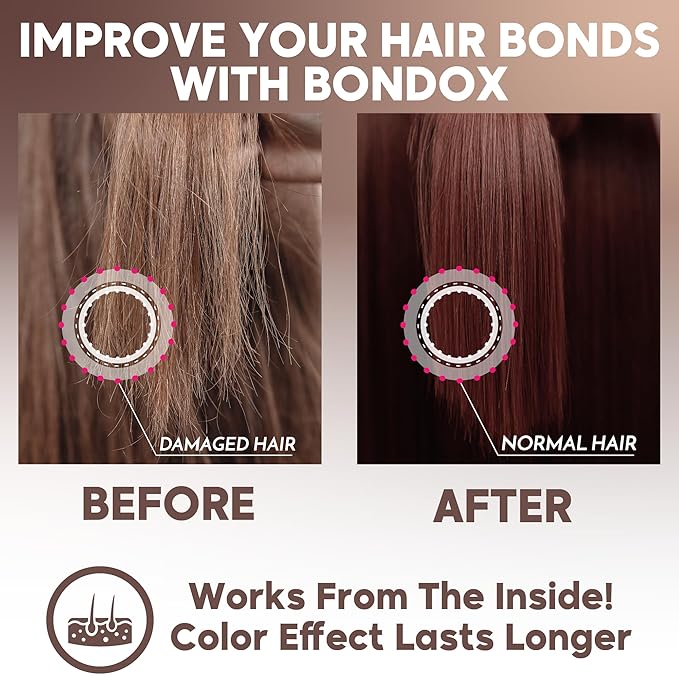Hair Treatment Mask Damaged Dark Brown Color BONDOX 8.8oz | Color Depositing Mask with Almond Oil | Marine Seaweed Collagen | Formaldehyde-Free | Enhances Elasticity, Flexibility, Softness & Moisture