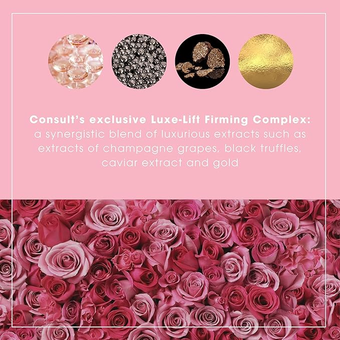 Consult Beaute - Champagne Beaute Lift Firming 2 Piece Set - Facial Moisture Cream and Skin Renewing Serum - Helps Tighten, Lift and Firm the Appearance of Sagging, Slack Skin on Face and Neck