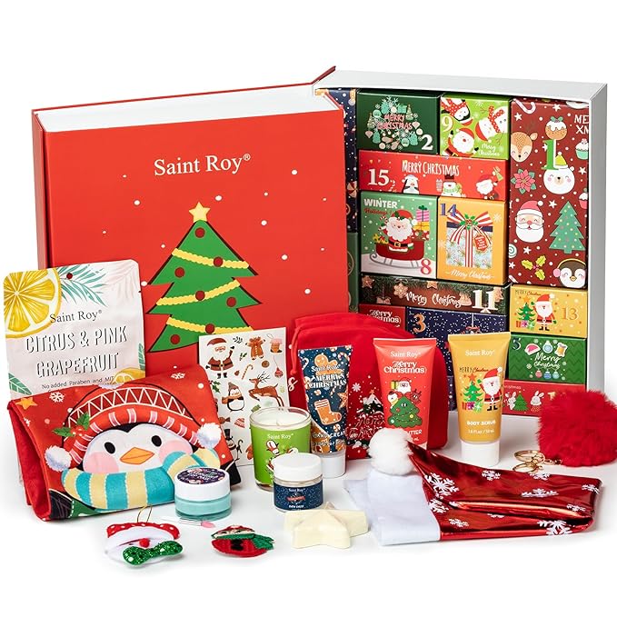 Christmas Gift Set, Bath and Body Gifts Sets for Women, Christmas Spa Gift Baskets for Women, Skincare Beauty Advent Calendar