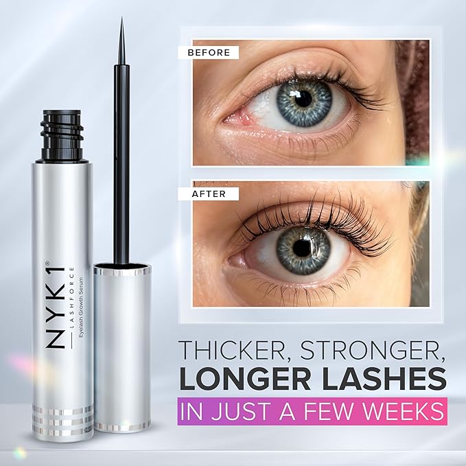 NYK1 CONCENTRATED Lash Serum For Eyelash Growth (3ml) LashForce Eyelash Serum To Grow Lashes Longer And Thicker - Lash Growth Serums For Easy Application And Long Lasting Results For Fuller Eyelashes