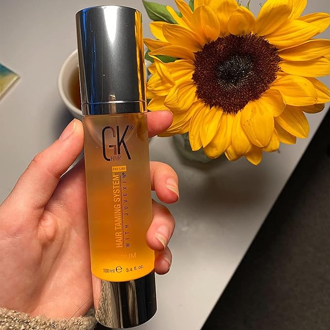 GK HAIR Global Keratin 100% Organic Argan Oil Anti Frizz Serum Styling Smoothing Strengthening Hydrating & Nourishing Heat Protection Shine Frizz Control Dry Damage Hair Repair