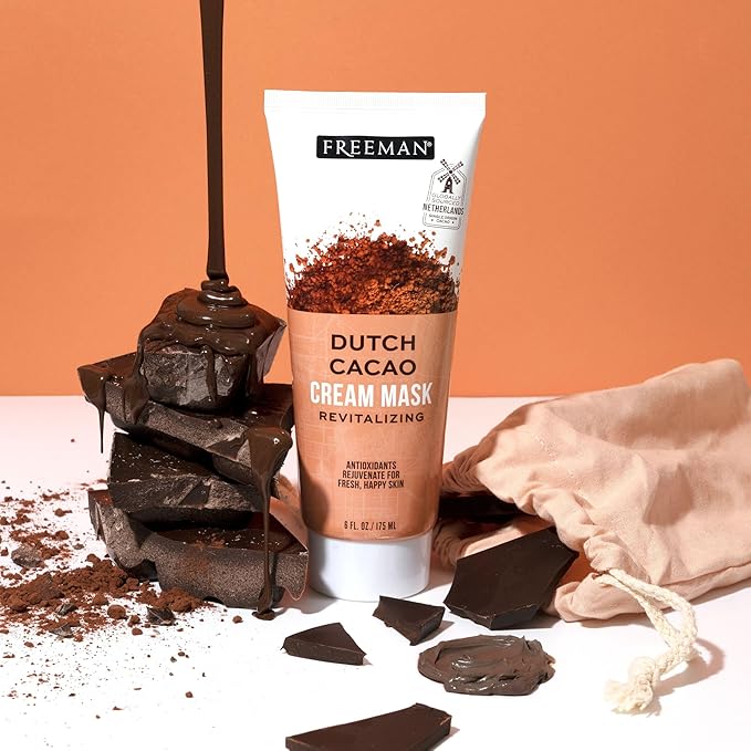 Freeman Exotic Blends Dutch Cacao Cream Face Mask, Antioxidant Rich, Rejuvenating Facial Mask Restores Skin, Chocolate Aroma, Clean Skincare, For All Skin Types, 6 fl. oz./175 ml. Tube (Pack of 3)