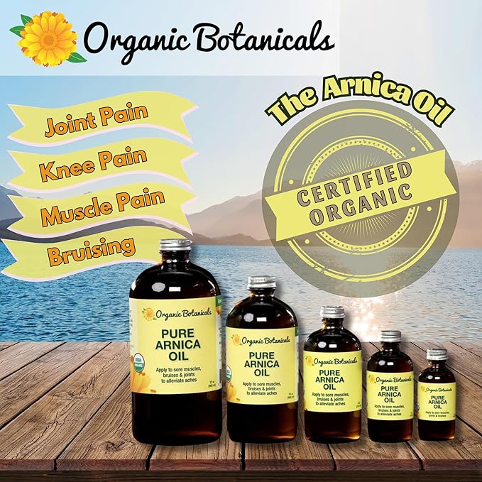 Arnica Oil - Pure Organic Muscle Discomfort Bottle - Organic Arnica Oil for Bruising and Swelling, Arnica Montana Oil for Muscle and Joint Discomfort, Arnica Massage Oil (32 oz)