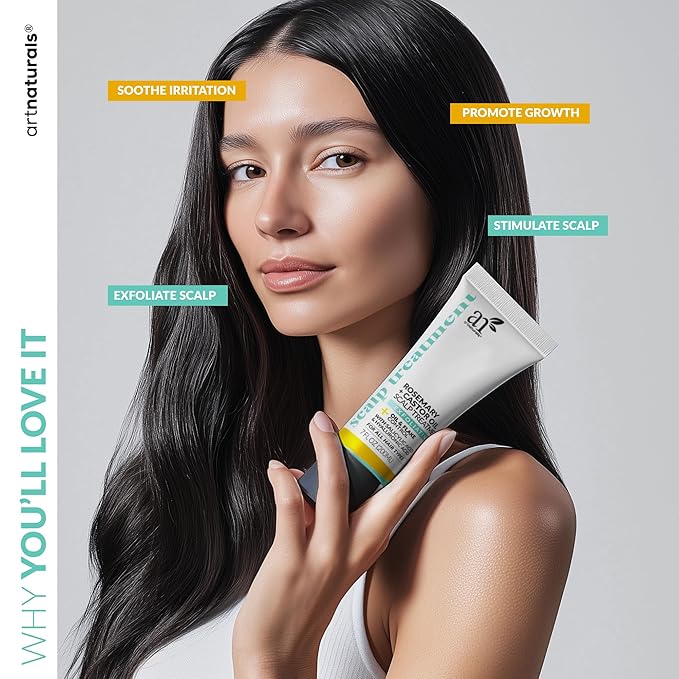 Artnaturals Rosemary + Castor Oil Scalp Exfoliator - Gentle Formula for Sensitive Scalps, Reduces Flakiness & Supports Hair Restoration