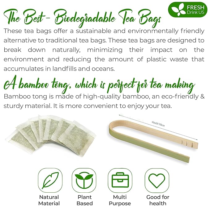 FreshDrinkUS, Premium 40 Bay Leaf Tea Bags, 100% Natural & Pure from Bay Leaves. Loose Leaf Bay Herbal Tea. Made with Natural Material Tea Bags, No Sugar, No Caffeine, No Gluten, Vegan.