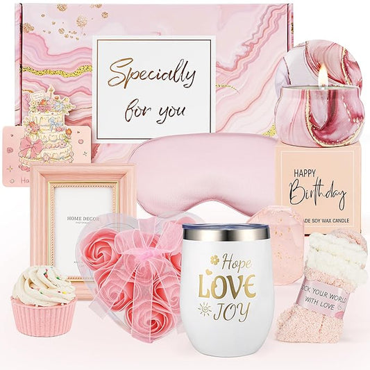Birthday Gifts for Women - Unique Care Package Gift Basket with Photo Frame, Relaxing Spa Set for Mom, Sister, Friend Her, Coworker, Bestie - Mothers Day, Get Well Soon, Friendship Gifts