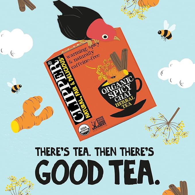 Clipper Tea Spicy Chai Herbal Tea – Caffeine Free, USDA Organic, Great Hot or Iced – Warming, Spicy, Natural, Fair & Delicious – 200 Tea Bags