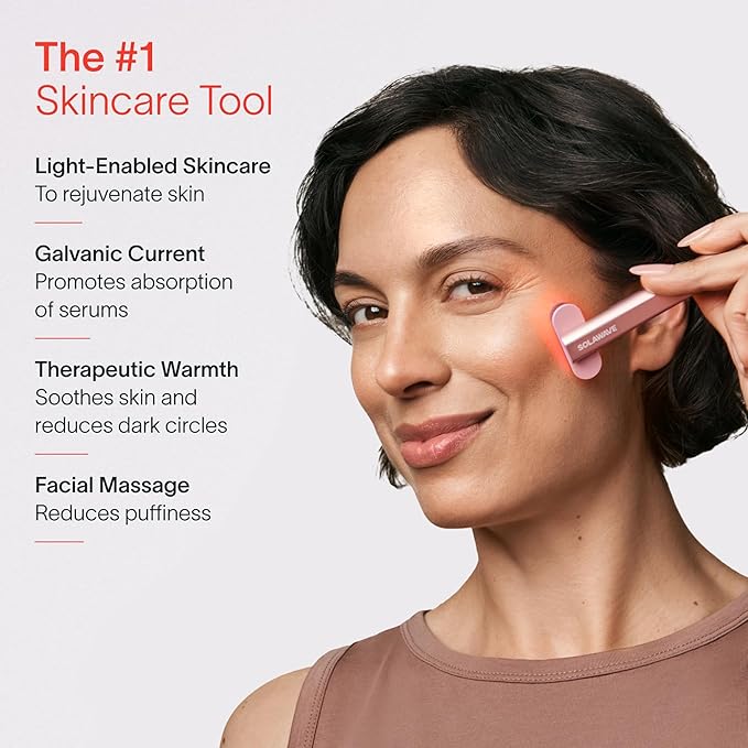 Solawave 4-in-1 Red Light Therapy Facial Wand | Anti-Aging Red Light Therapy for Face and Neck | Galvanic Microcurrent Gua Sha Facial Massager | Wrinkle Reduction | Solawave Original | Rose Gold
