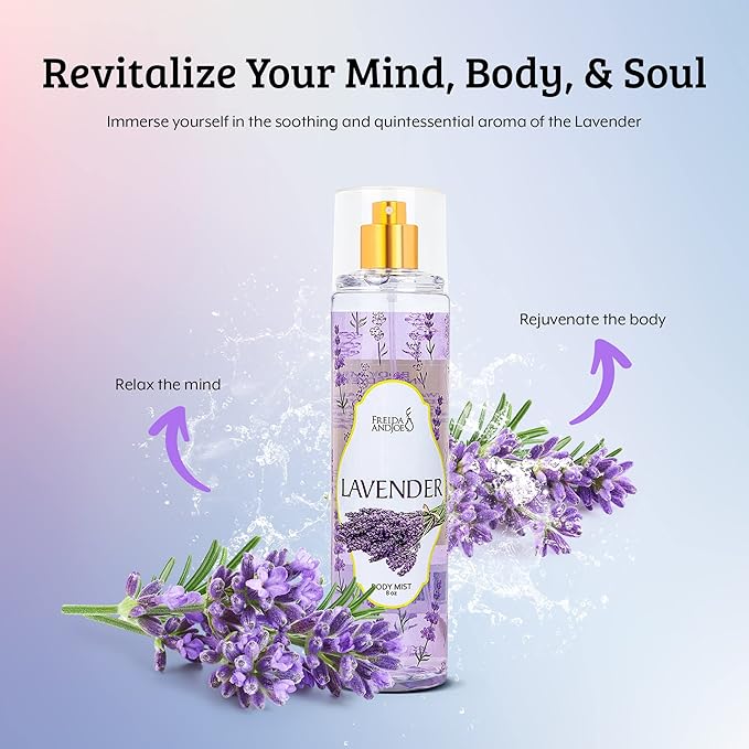 Home Spa Gift 10oz Deep Moisturizing Fragrance Body Lotion & 8 oz. Fine Fragrance Body Mist Set Luxury Self-Care Combo for Women and Girls (Lavender) Mother’s Day Gift for Mom