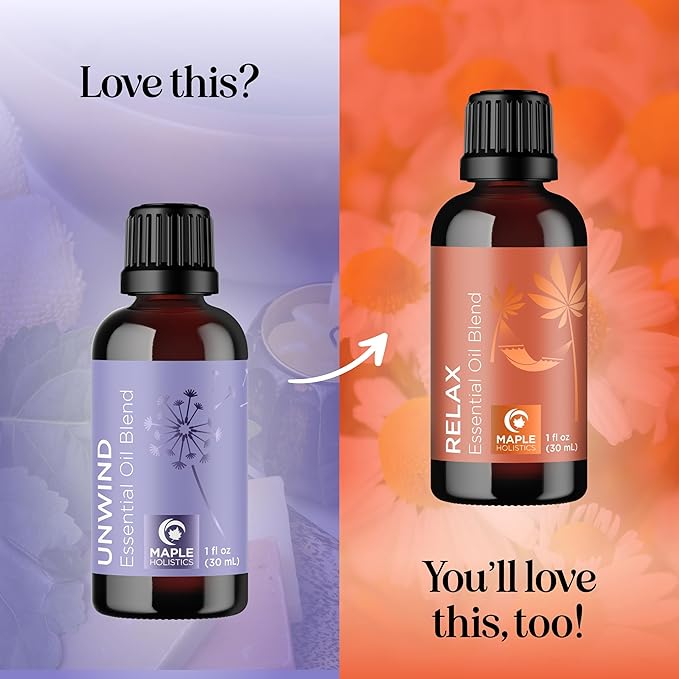 Unwind Aromatherapy Essential Oil Blend - Calming Essential Oils for Diffusers for Home Travel and Baths with Invigorating Pure Bergamot Patchouli and Citrus Essential Oils for Stress Support