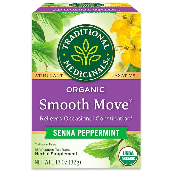 Traditional Medicinals Organic Smooth Move Peppermint Laxative Tea, 16 Tea Bags (Pack of 1)