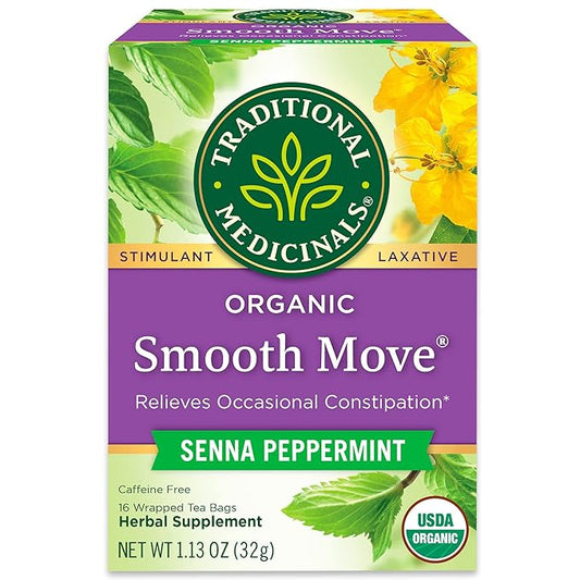 Traditional Medicinals Organic Smooth Move Peppermint Laxative Tea, 16 Tea Bags (Pack of 1)