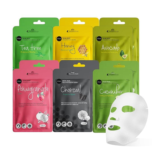 celavi Essence Facial Face Mask Paper Sheet Korea Skin Care Moisturizing 6 packs for each 6 flavors (New) K-Beauty Skincare 36 masks in a pack Made in Korea
