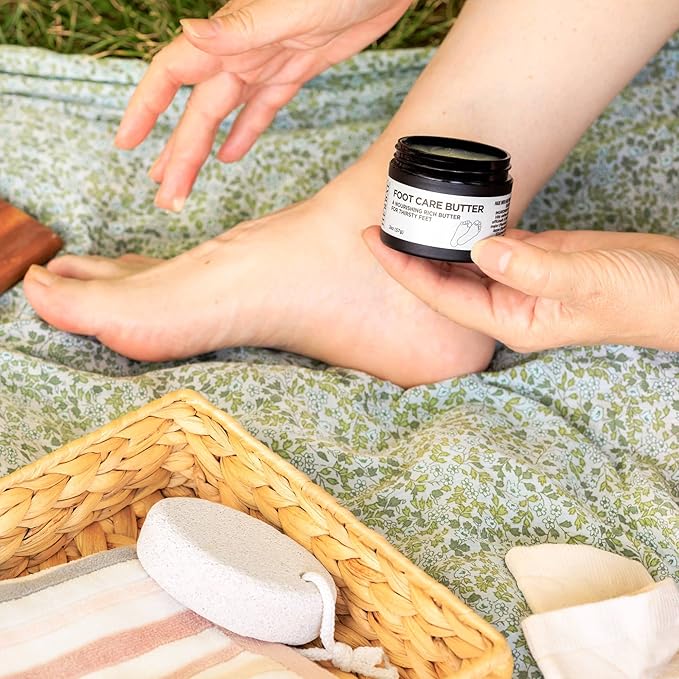 Foot Care Butter, Heel Balm, Foot Balm, Repair Cream for Dry Cracked Heels & Feet, Lavender, Tea Tree & Peppermint, 100% Recycled Plastic Jar, Ora's Amazing Herbal, 2 oz