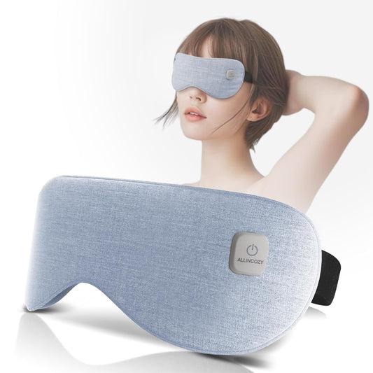 Graphene Heated Eye Mask - Cordless Warm Eye Compress for Dry Eyes with Temperature Control - Washable Eye Heating Pad for Sleep, Travel, Dark Circles, MGD, Blepharitis, Puffy Eyes