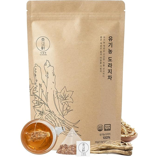 DAJUNGHEON Balloon Flower (1.0oz)1.5g x 20 Tea Bags, Premium Authentic Korean Herbal Tea Hot Cold Caffeine-Free Crafted Pure Dried source Roasted Traditional Oriental Sweet Savory Soothing Refreshing well-being Daily Drinks 4 Seasons