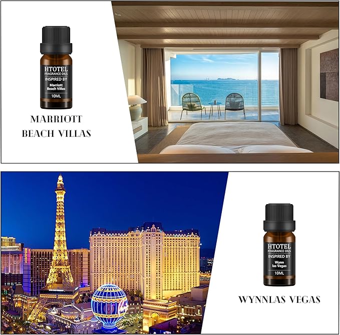 Hotel Collection Diffuser Essential Oil Gift Set,Seaside Hotel Scents for Home,Stress Relief Air Freshening,Ritz Carlton,Westin,Wynn Las Vegas,Baccarat NYC,Four Seasons,Aria,Marriott Beach Villas