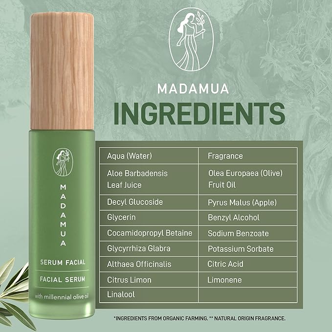 Organic Face Serum for Women - Millenial Olive Oil and Violet Extract Hydrating, Skin Brightening Serum for Face - Facial Skin Care Product for Dry Skin