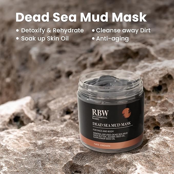 RBW Dead Sea Mud Mask for Face and Body - Natural Facial Treatment for Deep Cleansing, Detoxifying, and Hydration - Organic Ingredients for Glowing, Radiant Skin - Spa-Quality Beauty Care