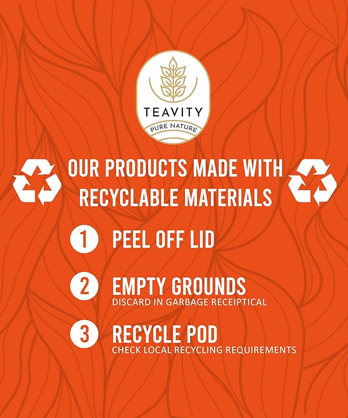 TEAVITY Organic Coconut Island Tea - Compatible With Keurig K-cup 2.0 Brewers - Energy, Revitalizing, Refreshing Tea Pod - Works With Keurig Tea Pods & Tea K Cups 12 Count (Pack of 1)