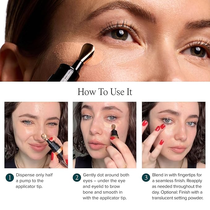 DRMTLGY Luminous Eye Corrector SPF 41, Under Eye Color Corrector for Dark Circles, Anti-Aging Tinted Eye Cream, Hydrating Eye Serum with Peach Undertone FSA/HSA Eligible, Fair