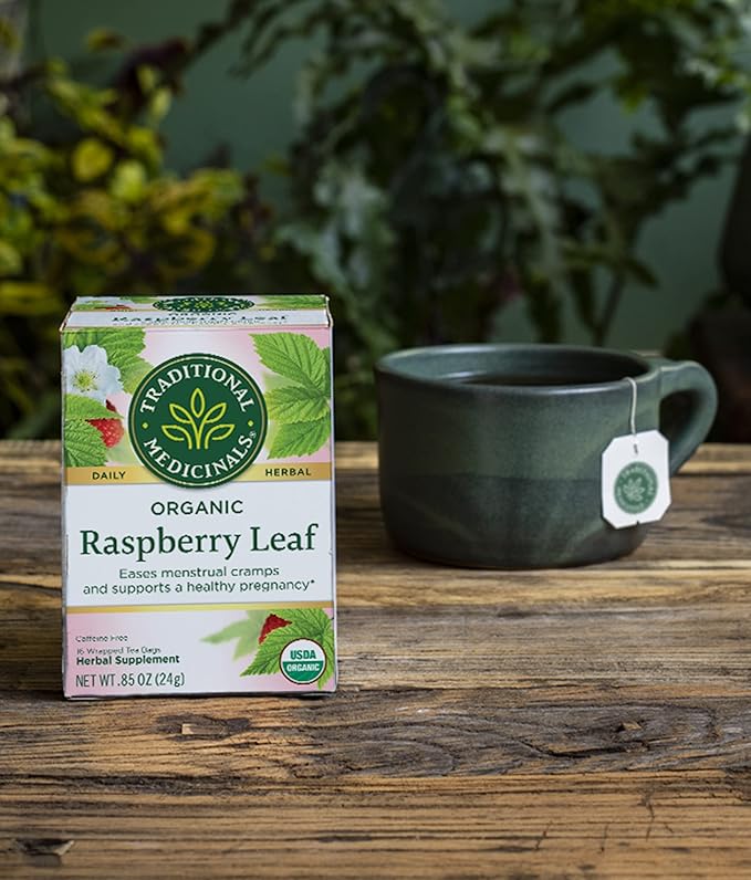 Traditional Medicinals Organic Raspberry Leaf Herbal Tea, Eases Menstrual Cramps & Supports Healthy Pregnancy, (Pack of 2) - 16 Tea Bags