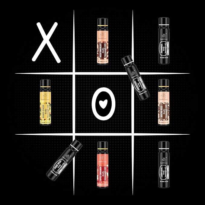 XOXO - 8 Piece Flavoured Body Massage Oils Set - Natural Pleasant Aroma for Men & Women - Quality Assurance, Nourishing & Moisturizing - 240ML/8.11 FL Oz - by Dude’s Love