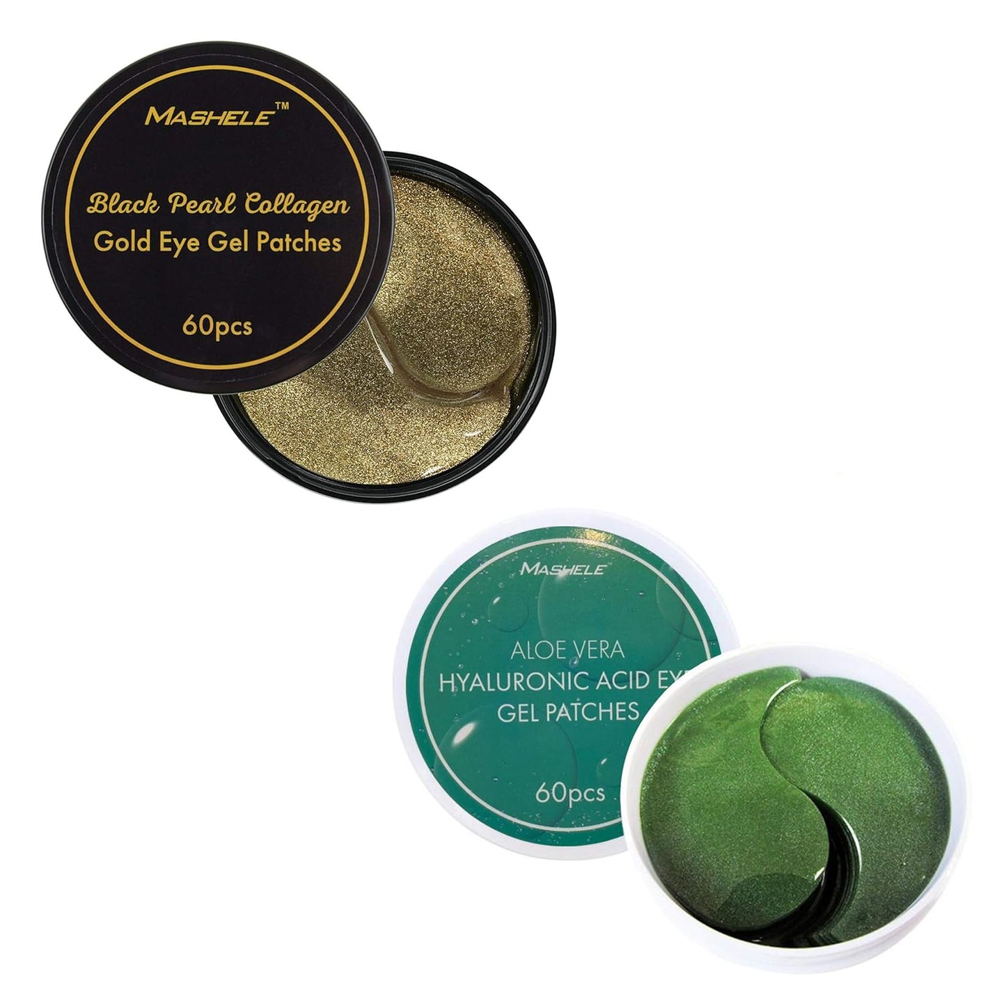 Korean Under Eye Patches 24K Gold Black Pearl and Aloe Mask Anti-Aging Hyaluronic Acid Collagen Neck Forehead Laugh Line Pad Reducing Dark Circles Treatment (120pcs, gold and aloe eye patches)