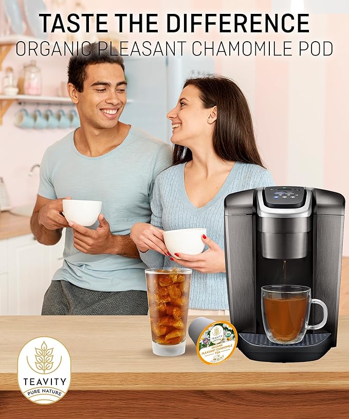 Teavity Organic Chamomile Tea Pods for Keurig - Decaf - 36 Count