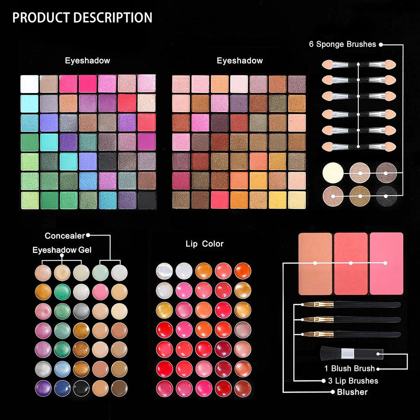 All in One Makeup Kit for Women Full Kit- 177 Color Combination Makeup Set Palette- 119 Eyeshadow,35 Lipstick,6 Powder,14 Concealer,10 Applicators,20 Brushes Set,Make Up Gift Kits for Women Teen Girl