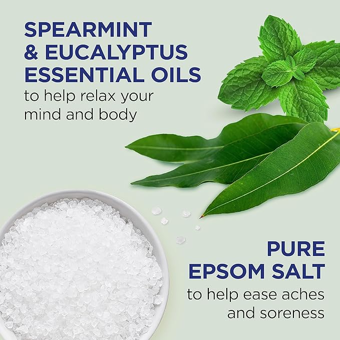 Dr Teal's Foaming Bath with Pure Epsom Salt, Relax & Relief with Eucalyptus & Spearmint, 34 fl oz (Pack of 4)