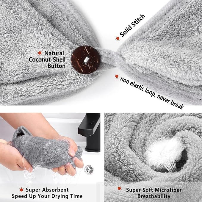【2 in 1】Exfoliating Glove and Microfiber Hair Towel Set, Deep Exfoliating Body Scrubber for Healthy Skin Korean Exfoliating Mitt, Skin Body Exfoliator,【Super Absorbort】Hair Towel for Women Wet Hair