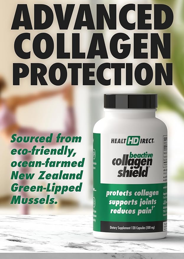 HEALTH DIRECT - BeActive Collagen Shield - 60 Capsules - Advanced Green-Lipped Mussel Supplement for Collagen Protection - Supports Collagen in Skin, Joints and Muscles